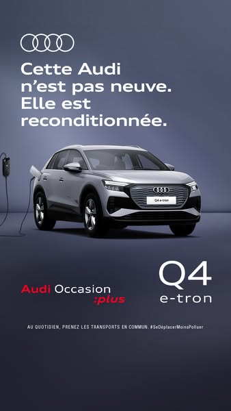 Audi France Meta ad example started 2026-04-09: Reconditionnée et garantie, Reconditionnée et garantie, Reconditionnée et garantie, Reconditionnée et garantie