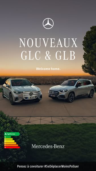 Mercedes-Benz France Meta ad example started 2026-03-30: Nouveaux GLC et GLB, Nouveaux GLC et GLB, Nouveaux GLC et GLB